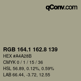 Farbcode: RGB 164.1 162.8 139 | qconv.com