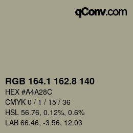 Color code: RGB 164.1 162.8 140 | qconv.com