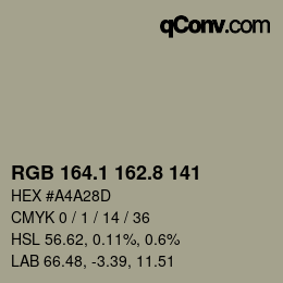 カラーコード: RGB 164.1 162.8 141 | qconv.com