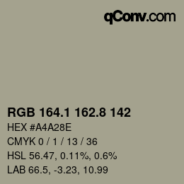 Color code: RGB 164.1 162.8 142 | qconv.com
