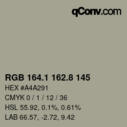 Color code: RGB 164.1 162.8 145 | qconv.com