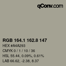 Color code: RGB 164.1 162.8 147 | qconv.com