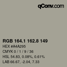 Color code: RGB 164.1 162.8 149 | qconv.com