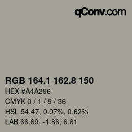 Color code: RGB 164.1 162.8 150 | qconv.com