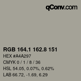 カラーコード: RGB 164.1 162.8 151 | qconv.com