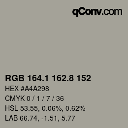 Code couleur: RGB 164.1 162.8 152 | qconv.com