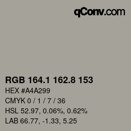 Código de color: RGB 164.1 162.8 153 | qconv.com