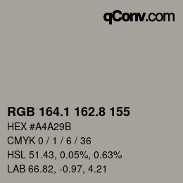Color code: RGB 164.1 162.8 155 | qconv.com