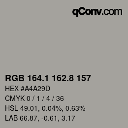 Color code: RGB 164.1 162.8 157 | qconv.com