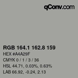 Code couleur: RGB 164.1 162.8 159 | qconv.com