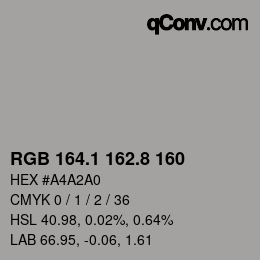 Color code: RGB 164.1 162.8 160 | qconv.com