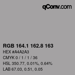 Color code: RGB 164.1 162.8 163 | qconv.com