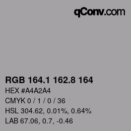 Color code: RGB 164.1 162.8 164 | qconv.com