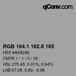 Color code: RGB 164.1 162.8 165 | qconv.com