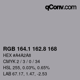 Code couleur: RGB 164.1 162.8 168 | qconv.com