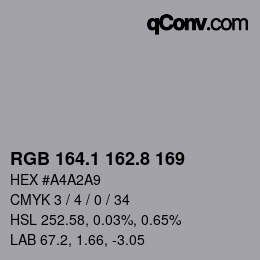 Color code: RGB 164.1 162.8 169 | qconv.com