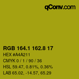 カラーコード: RGB 164.1 162.8 17 | qconv.com
