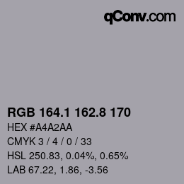 カラーコード: RGB 164.1 162.8 170 | qconv.com