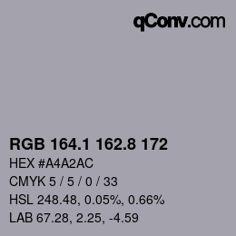 Color code: RGB 164.1 162.8 172 | qconv.com