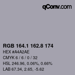 Color code: RGB 164.1 162.8 174 | qconv.com