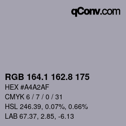 Color code: RGB 164.1 162.8 175 | qconv.com