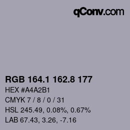 Color code: RGB 164.1 162.8 177 | qconv.com