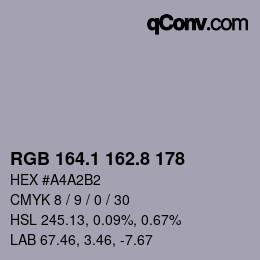 Color code: RGB 164.1 162.8 178 | qconv.com