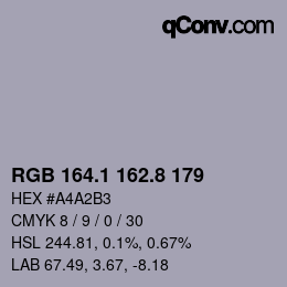 Color code: RGB 164.1 162.8 179 | qconv.com
