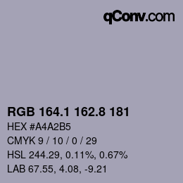 Color code: RGB 164.1 162.8 181 | qconv.com