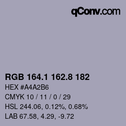 Color code: RGB 164.1 162.8 182 | qconv.com