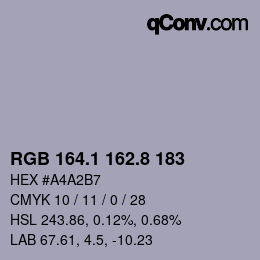 Color code: RGB 164.1 162.8 183 | qconv.com