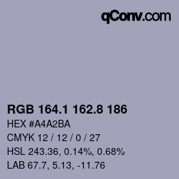 Color code: RGB 164.1 162.8 186 | qconv.com