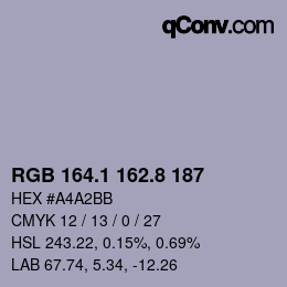 Color code: RGB 164.1 162.8 187 | qconv.com