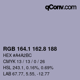 Color code: RGB 164.1 162.8 188 | qconv.com