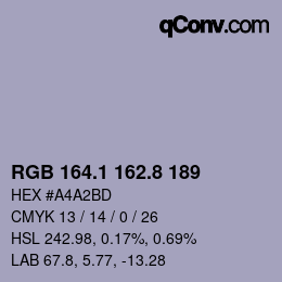 Farbcode: RGB 164.1 162.8 189 | qconv.com