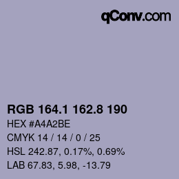 カラーコード: RGB 164.1 162.8 190 | qconv.com