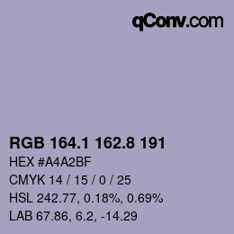 Color code: RGB 164.1 162.8 191 | qconv.com