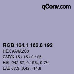 カラーコード: RGB 164.1 162.8 192 | qconv.com