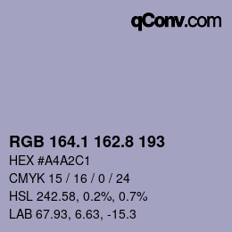 Code couleur: RGB 164.1 162.8 193 | qconv.com