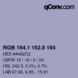 Color code: RGB 164.1 162.8 194 | qconv.com