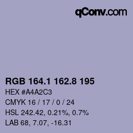 カラーコード: RGB 164.1 162.8 195 | qconv.com
