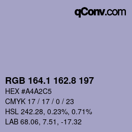 Color code: RGB 164.1 162.8 197 | qconv.com