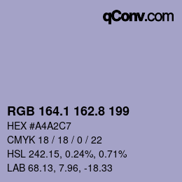 カラーコード: RGB 164.1 162.8 199 | qconv.com