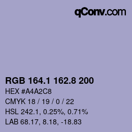 カラーコード: RGB 164.1 162.8 200 | qconv.com
