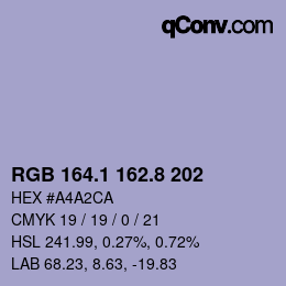 カラーコード: RGB 164.1 162.8 202 | qconv.com