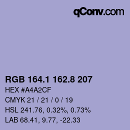 Color code: RGB 164.1 162.8 207 | qconv.com