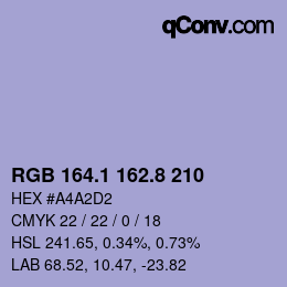 Código de color: RGB 164.1 162.8 210 | qconv.com