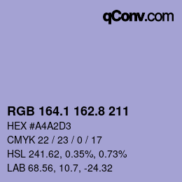 カラーコード: RGB 164.1 162.8 211 | qconv.com