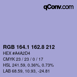 Código de color: RGB 164.1 162.8 212 | qconv.com