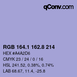 カラーコード: RGB 164.1 162.8 214 | qconv.com